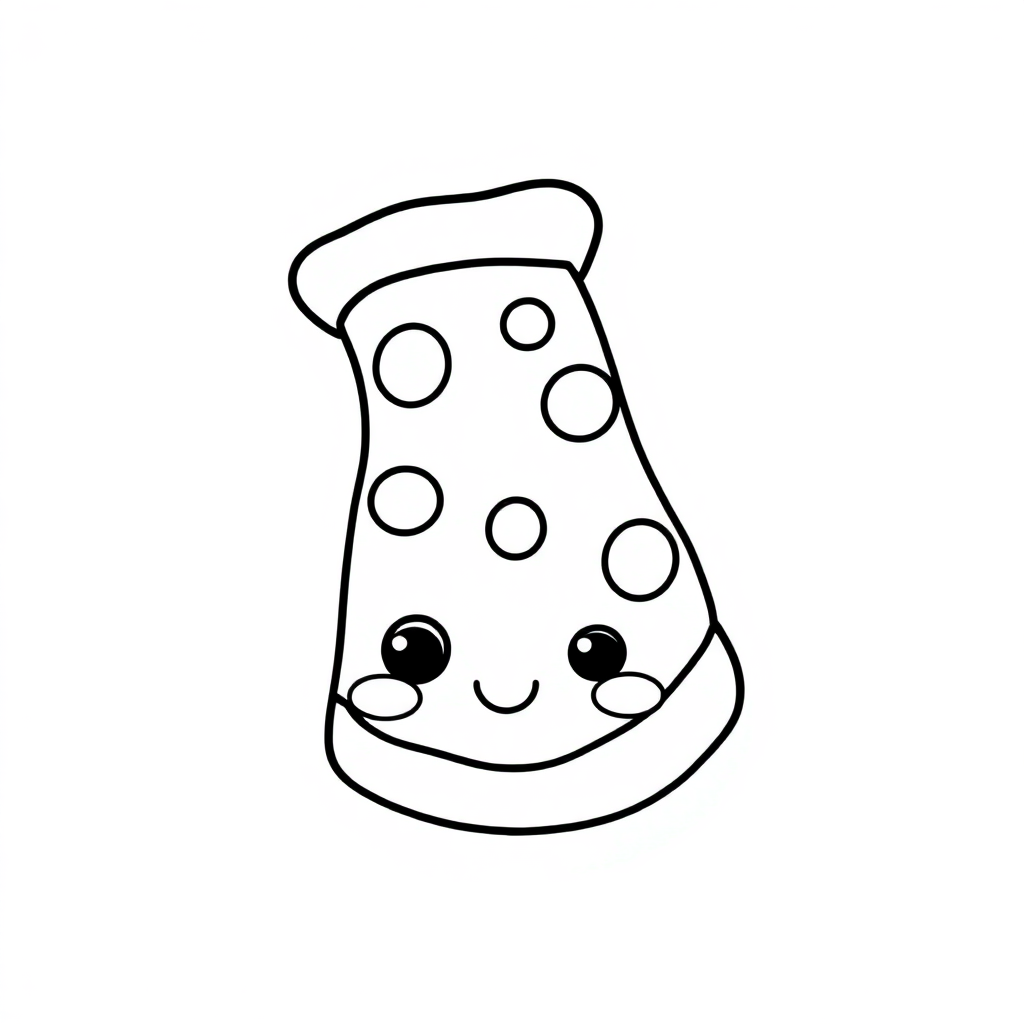Kawaii Pizza Slice Coloring Page