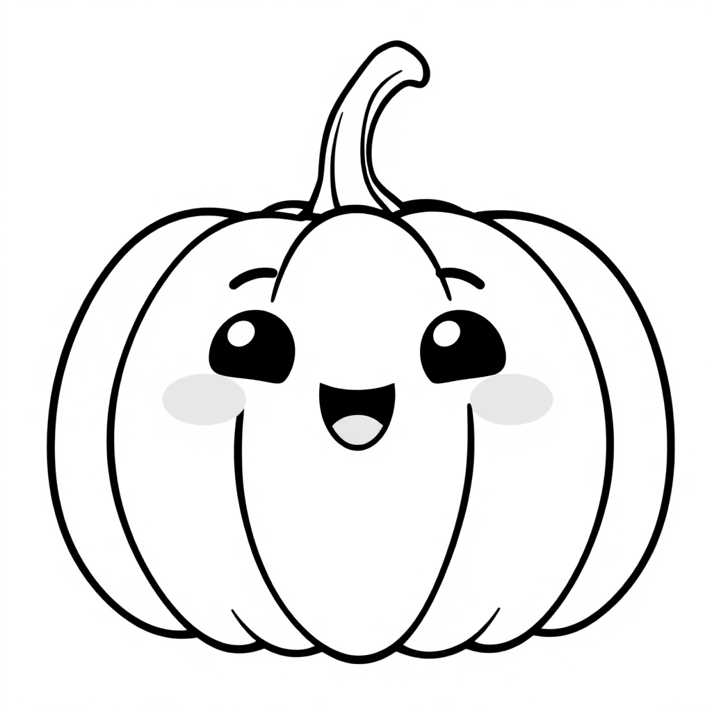 Kawaii Pumpkin Coloring Page