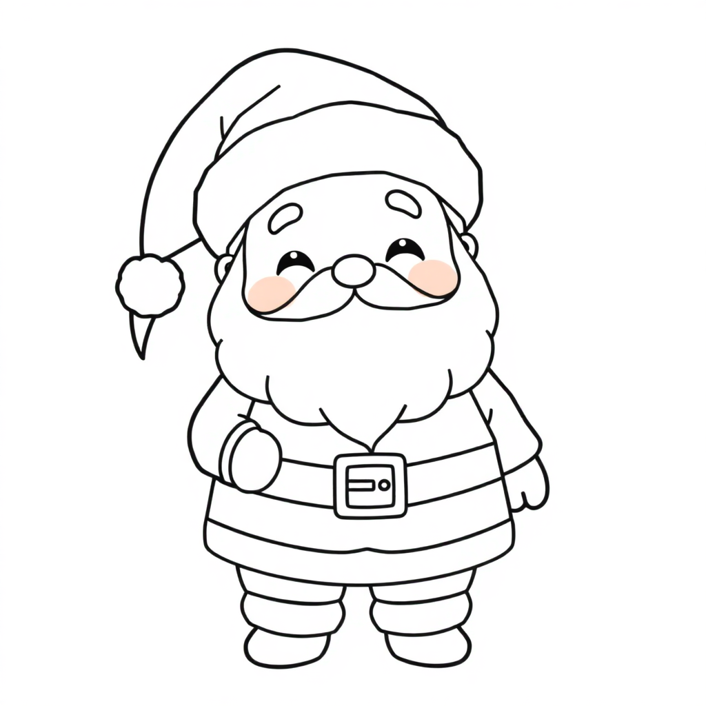 Kawaii Santa Claus Coloring Page