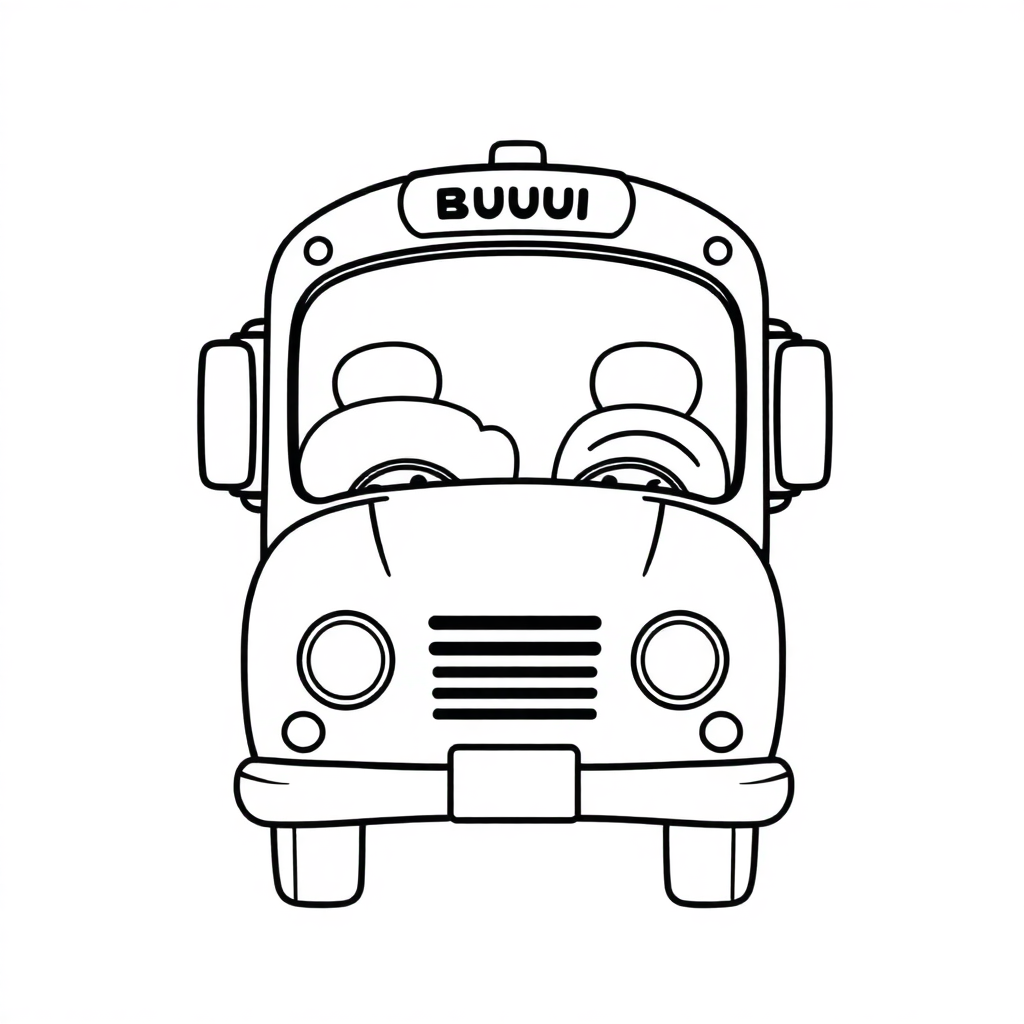 Kawaii School Bus Coloring Page