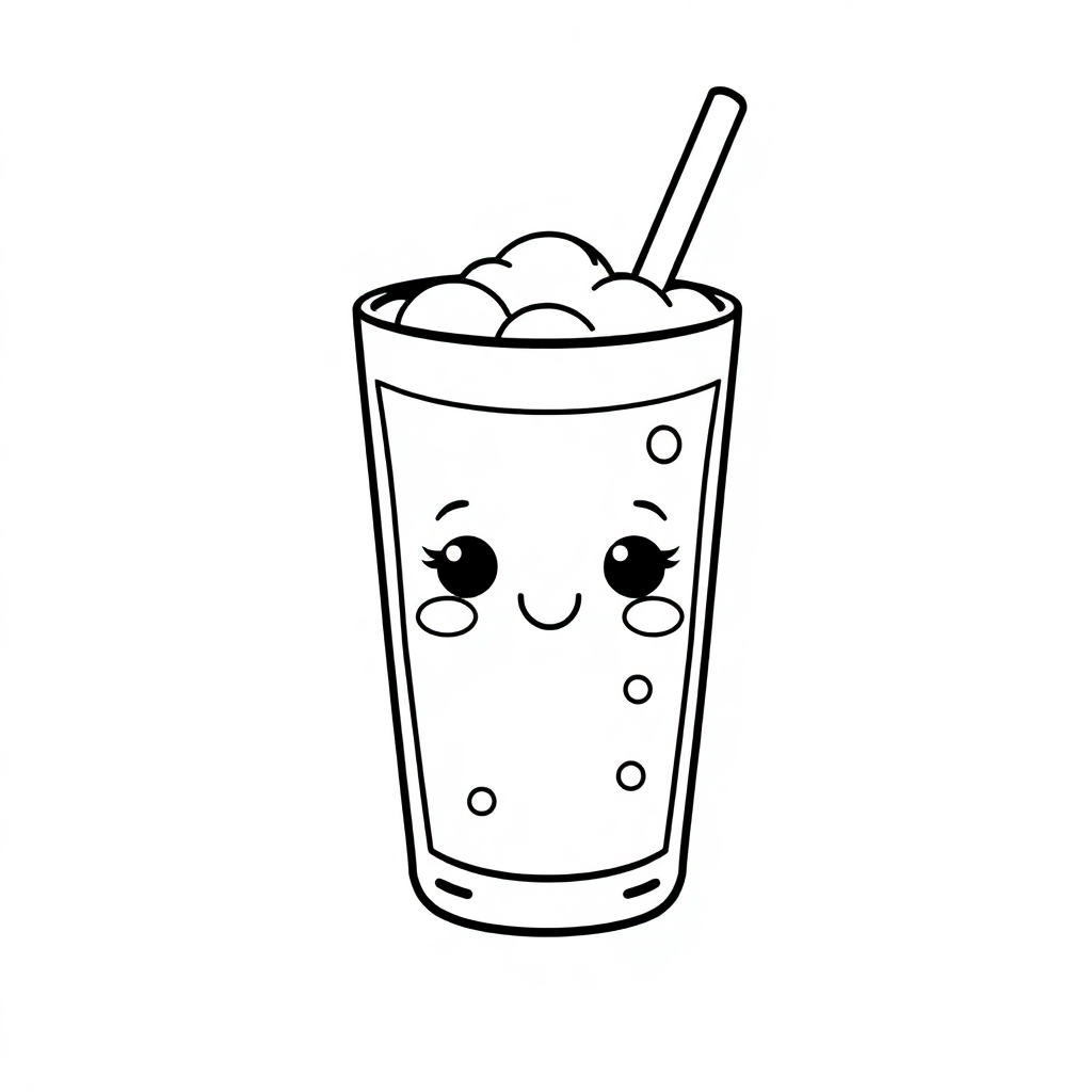 Kawaii Smoothie Glass Coloring Page
