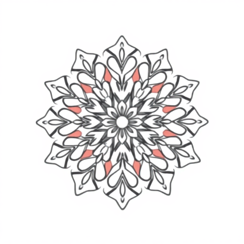 Kawaii Snowflake Mandala Coloring Page