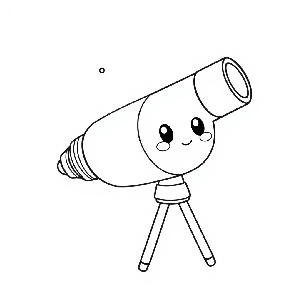 Kawaii Space Telescope Coloring Page