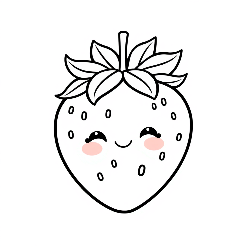 Kawaii Strawberry Coloring Page