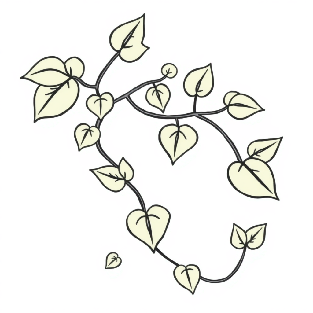 Kawaii Vine With Leaves Coloring Page