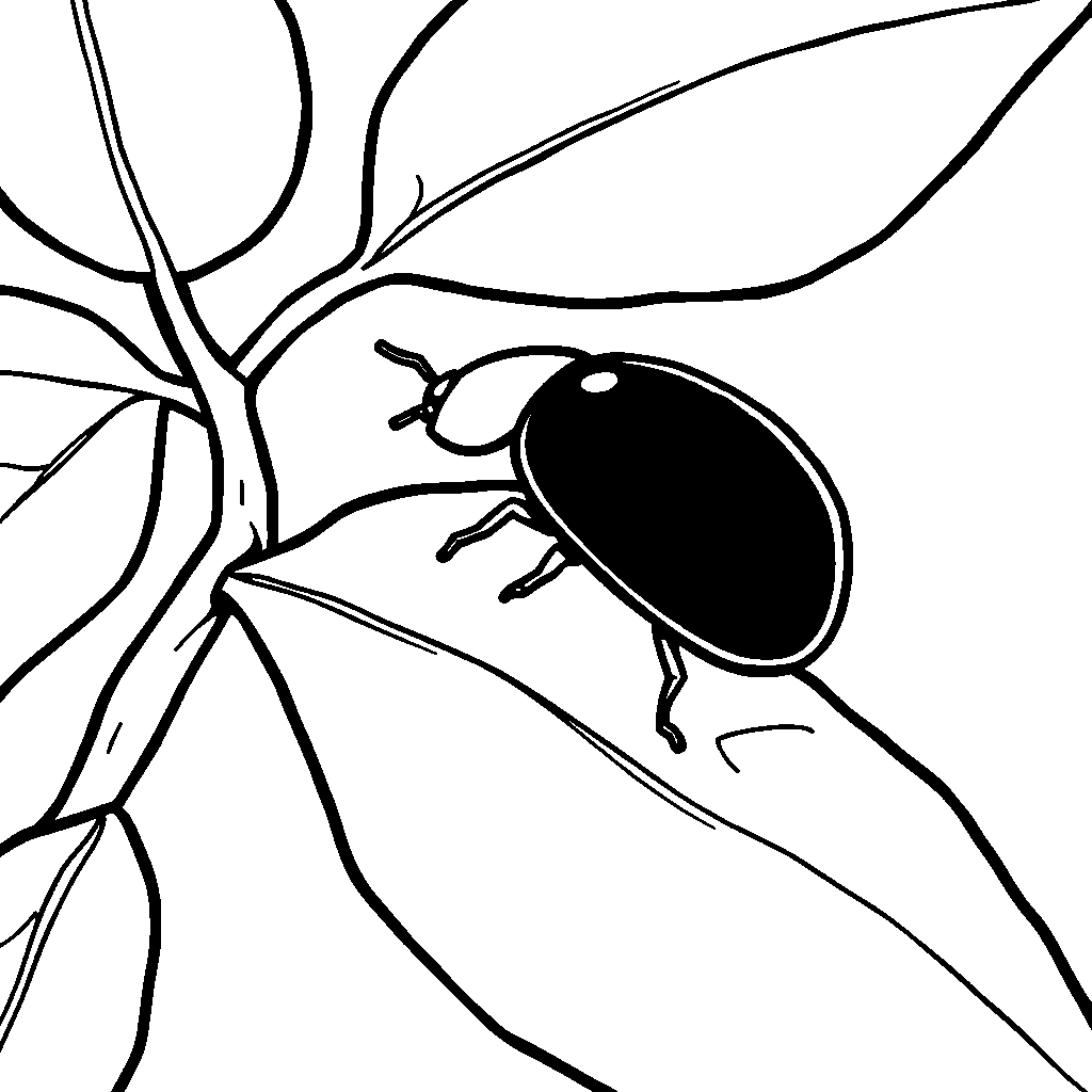 Ladybug On Leaf In Winter Coloring Page