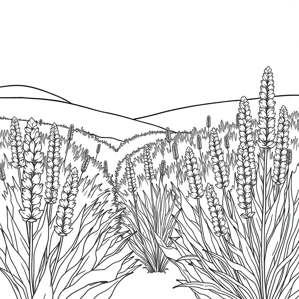 Lavender Field Coloring Page