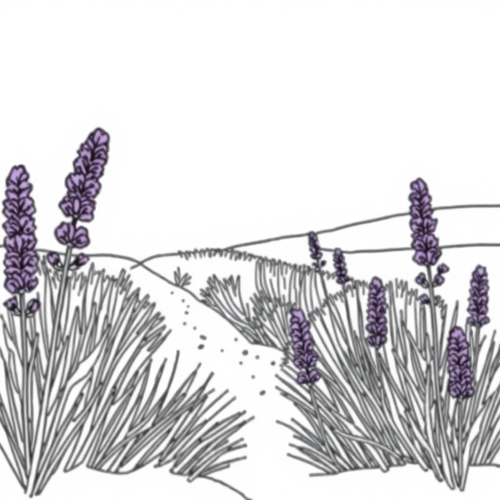 Lavender Field In Winter Coloring Page