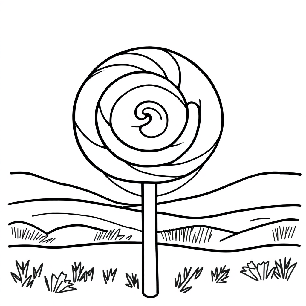 Detailed Lollipop Swirl At Sunset Coloring Page