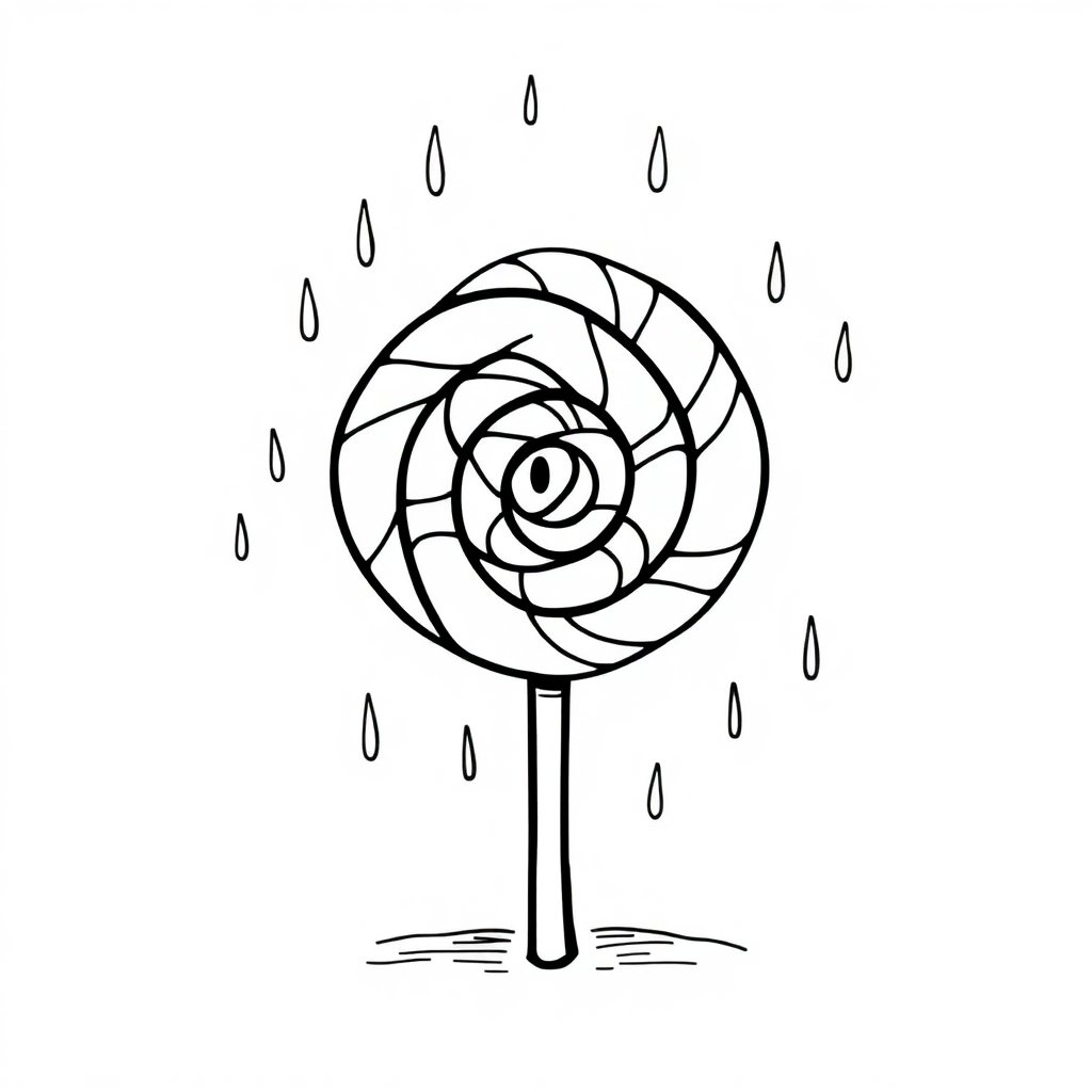 Lollipop Swirl In Rain Coloring Page
