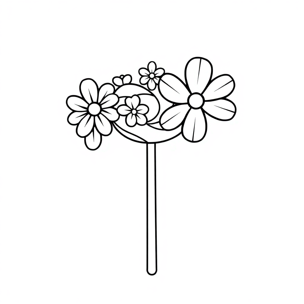 Lollipop Swirl With Flowers Coloring Page