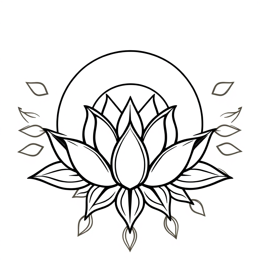 Lotus Mandala Design At Sunset Coloring Page