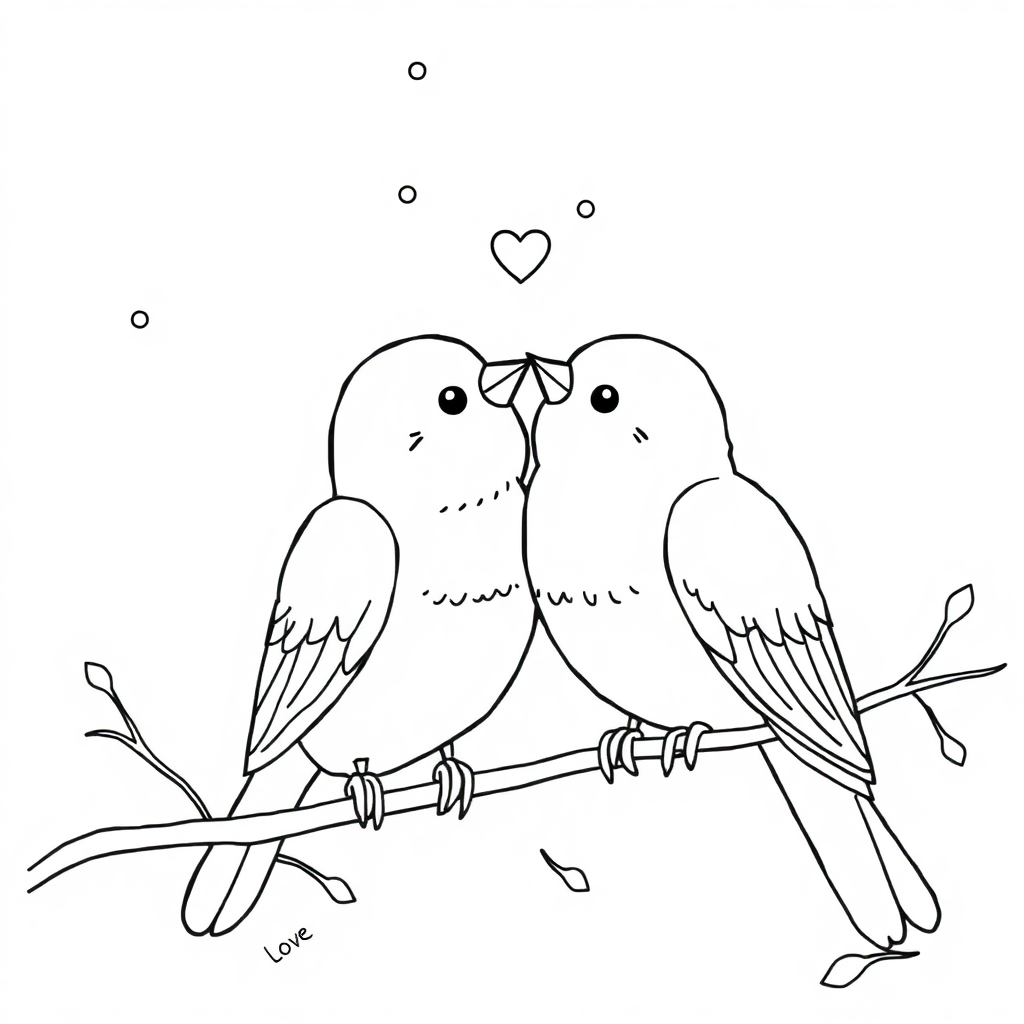 Love Birds At Night Coloring Page