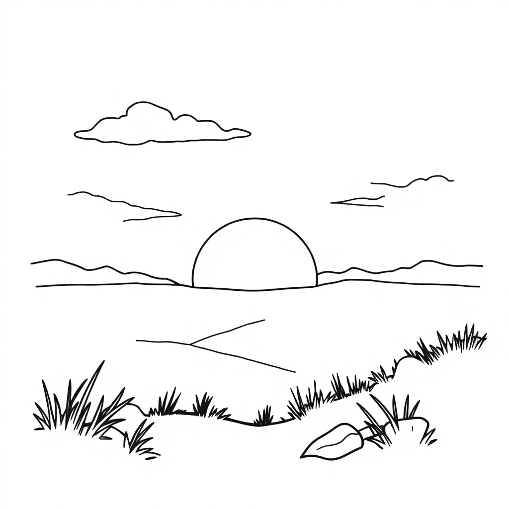Magic Wand At Sunset Coloring Page