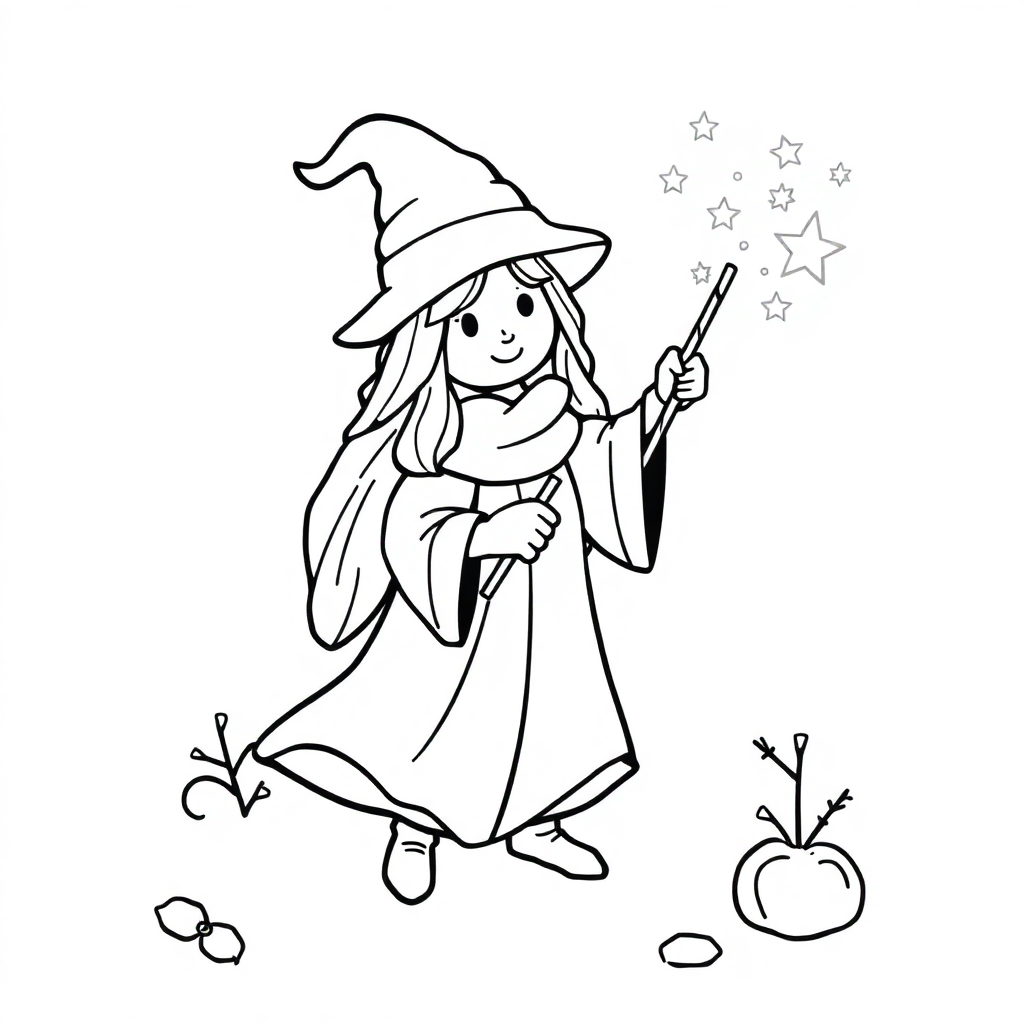 Magic Wand In Winter Coloring Page