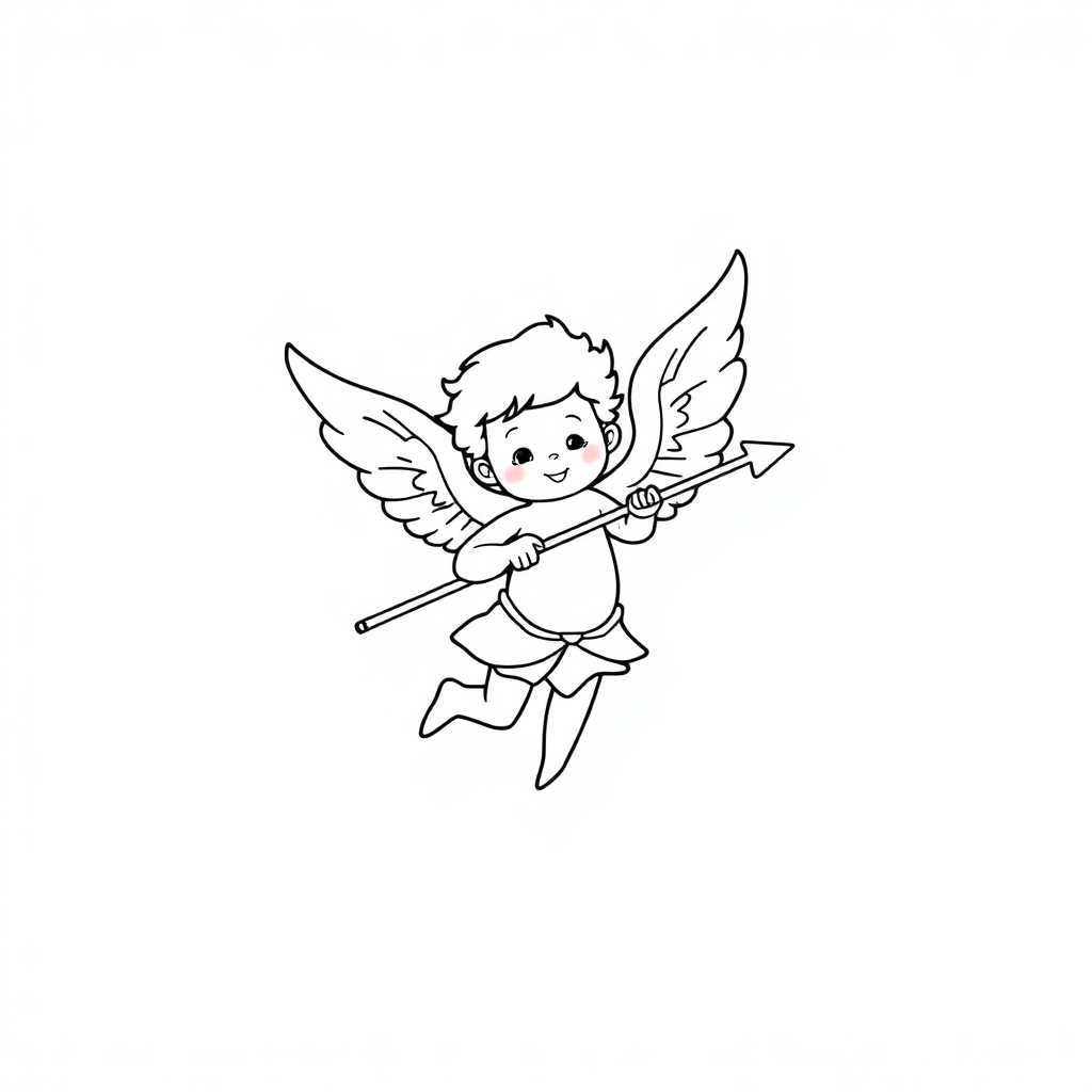 Magical Cupid With Arrow Coloring Page