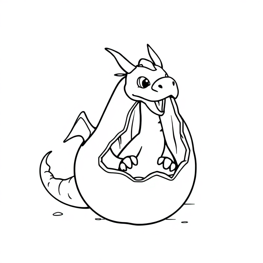 Magical Dragon Egg Hatching Coloring Page