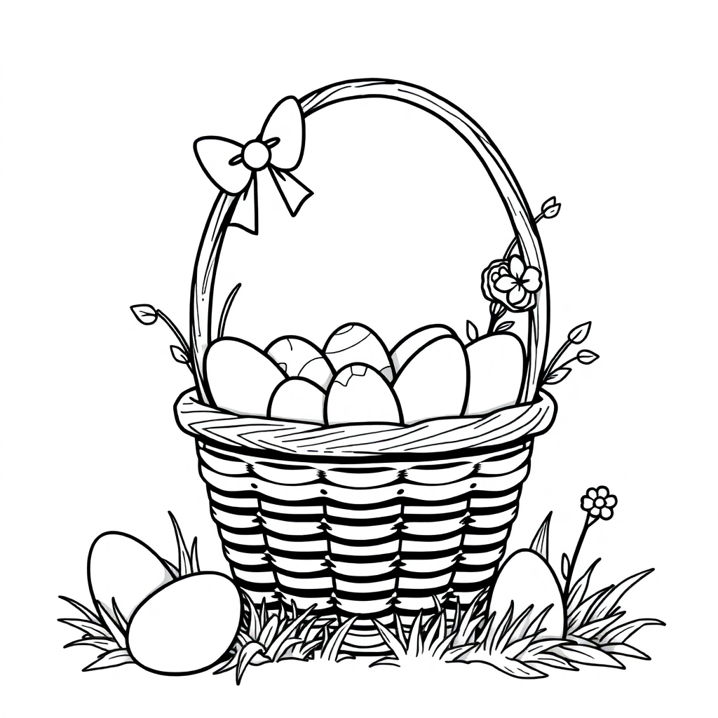 Magical Easter Basket Coloring Page