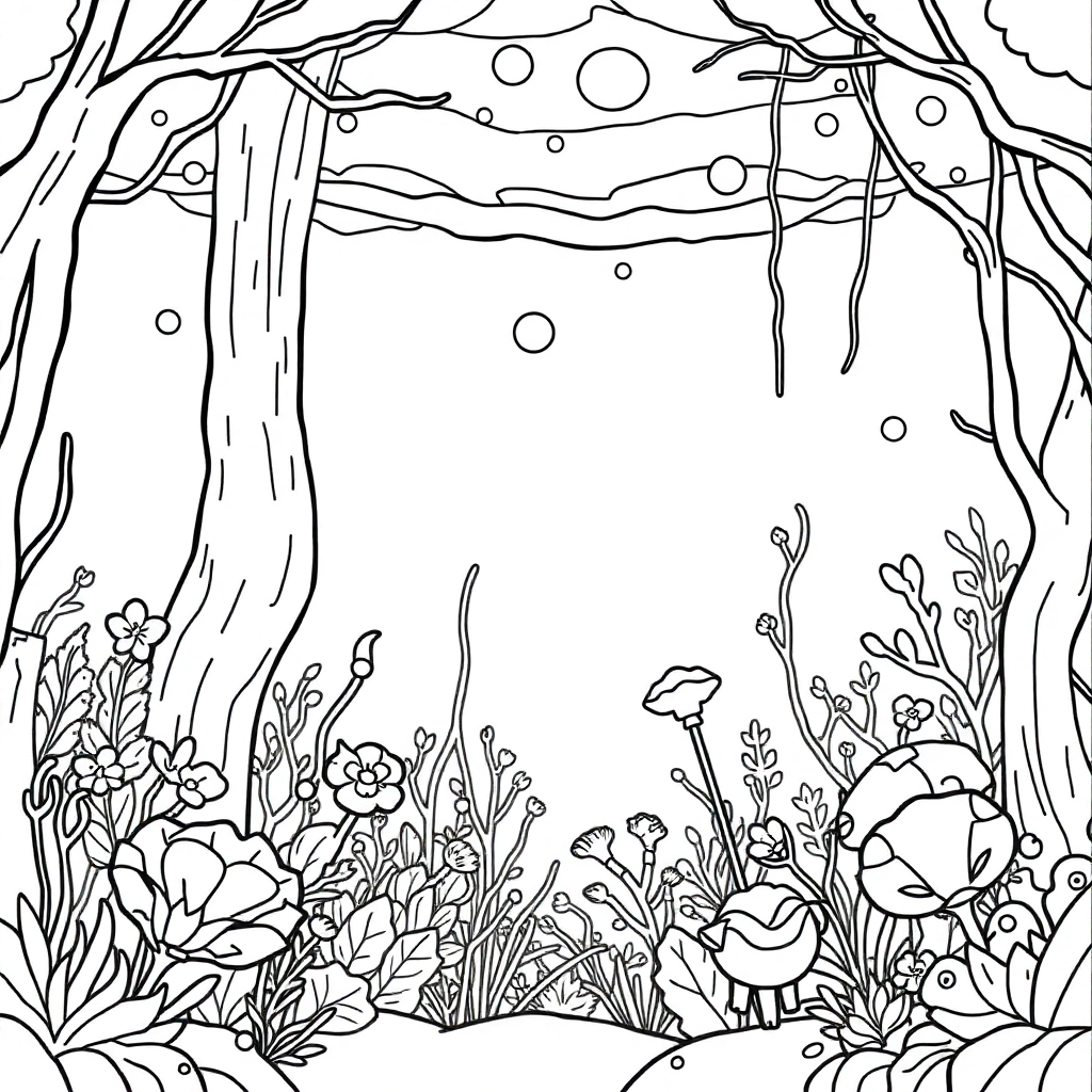 Magical Forest Underwater Coloring Page