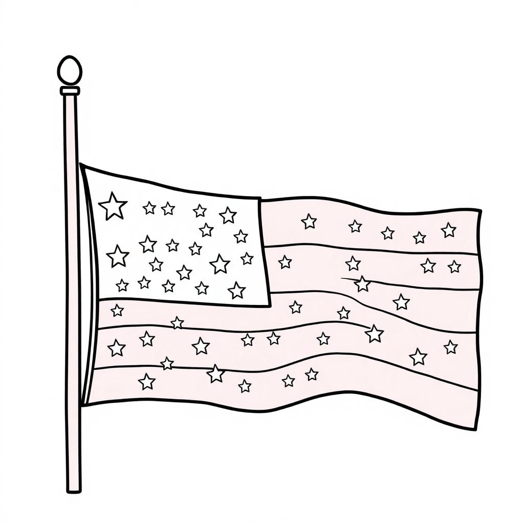 Magical Fourth Of July Flag Coloring Page