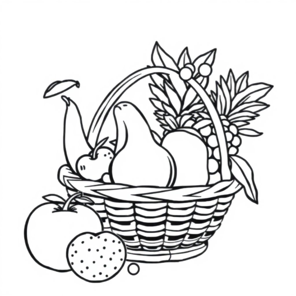 Magical Fruit Basket Coloring Page