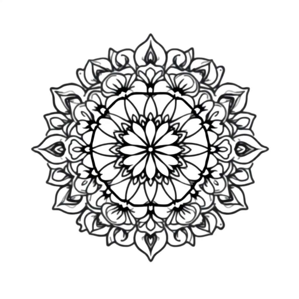 Magical Heart Shaped Mandala Coloring Page