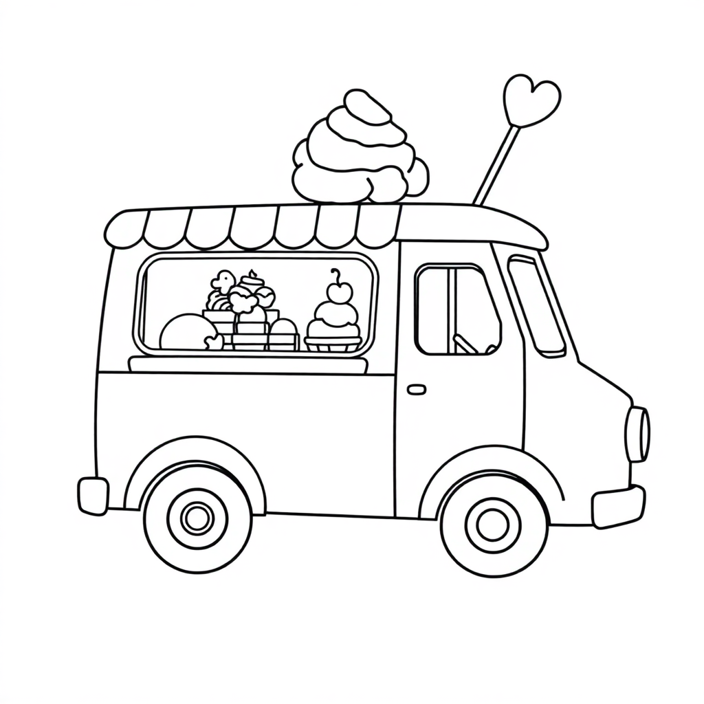 Magical Ice Cream Truck Coloring Page