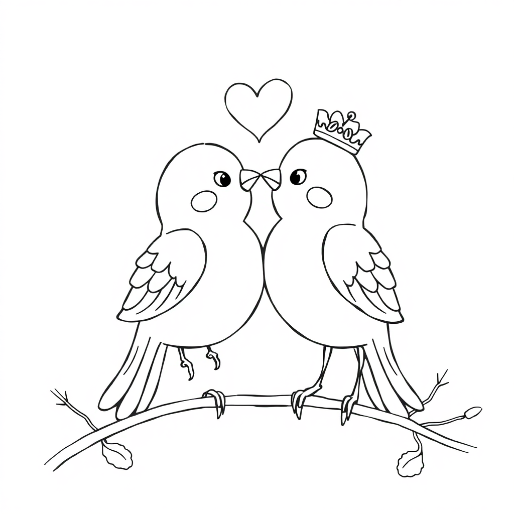 Magical Love Birds Coloring Page