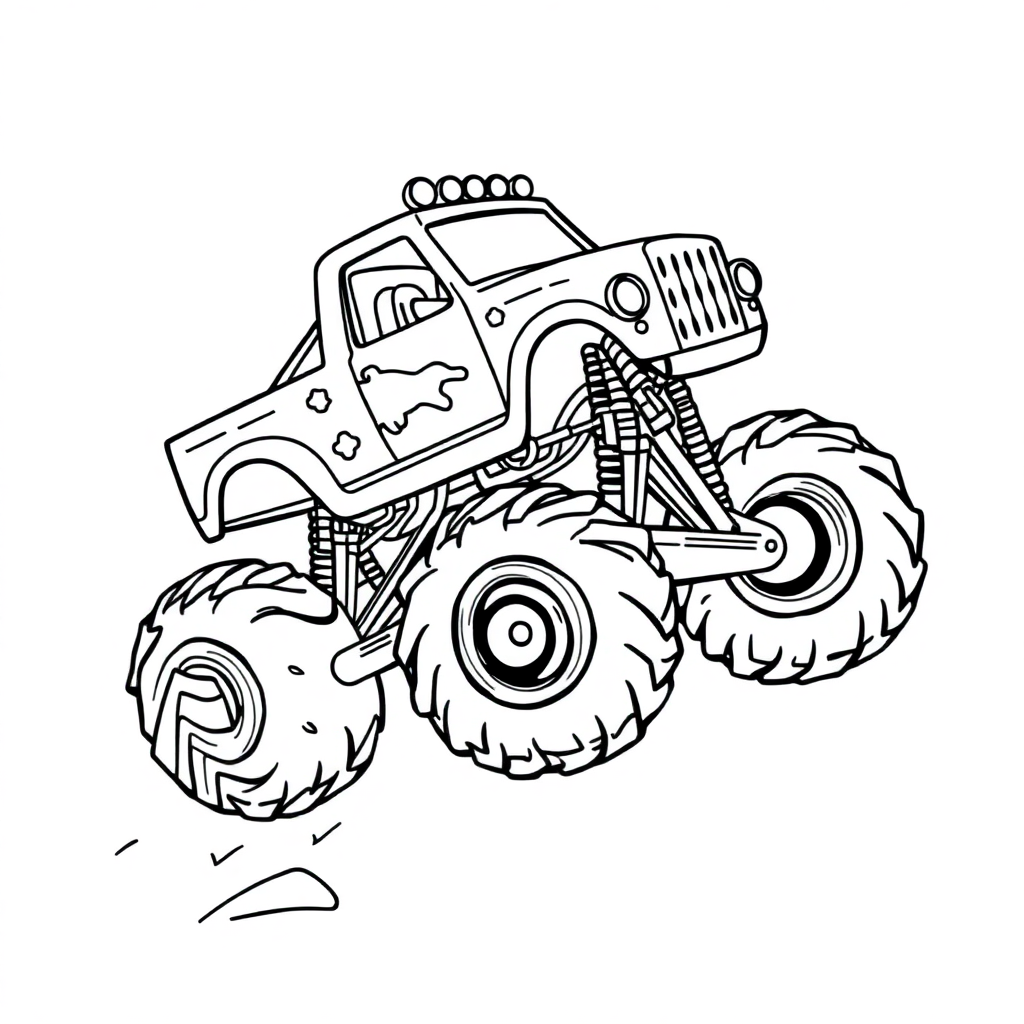 Magical Monster Truck Jumping Coloring Page