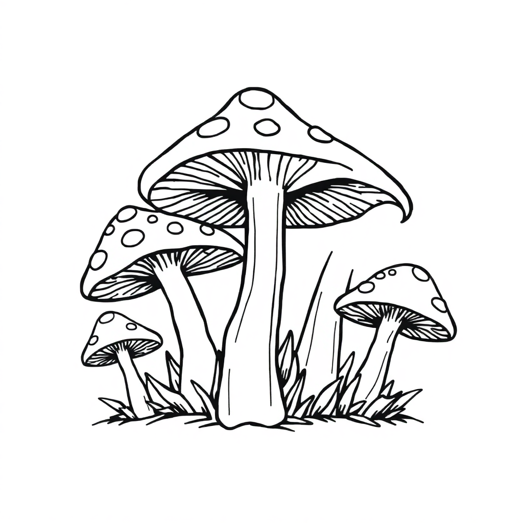 Magical Mushrooms Coloring Page