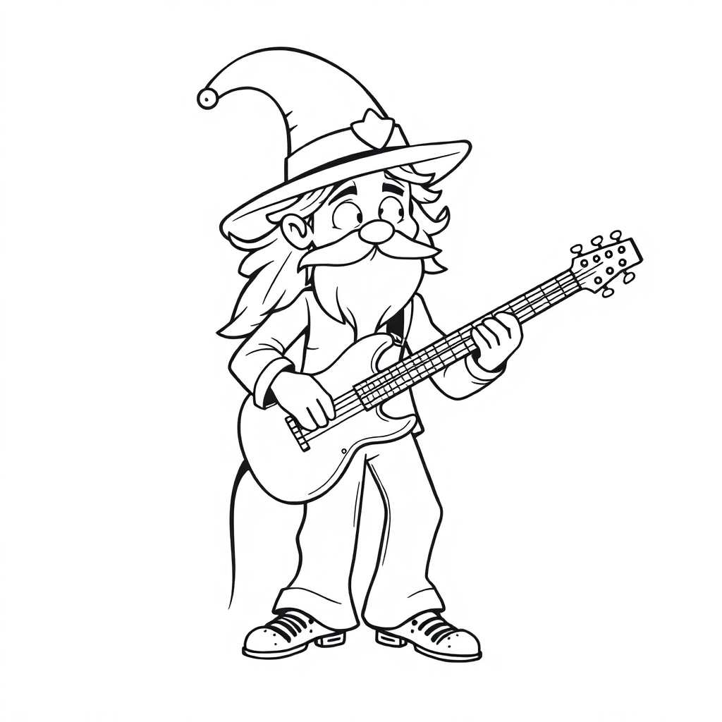 Magical Musician Playing Guitar Coloring Page
