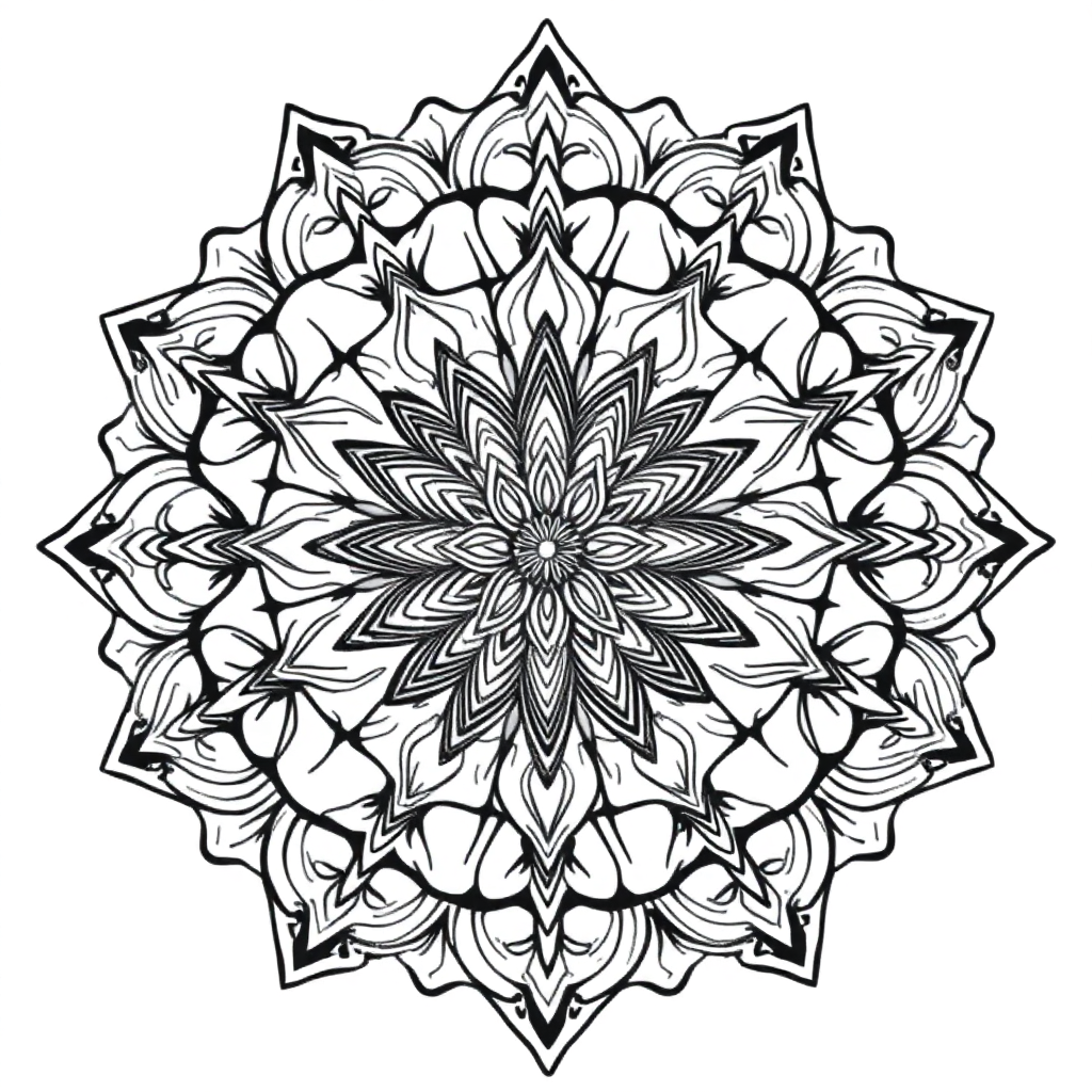Magical Nature Inspired Mandala Coloring Page