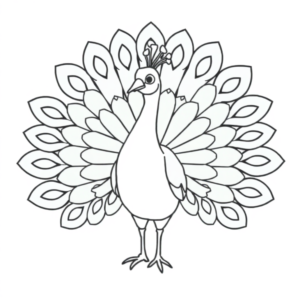 Magical Peacock With Feathers Spread Coloring Page