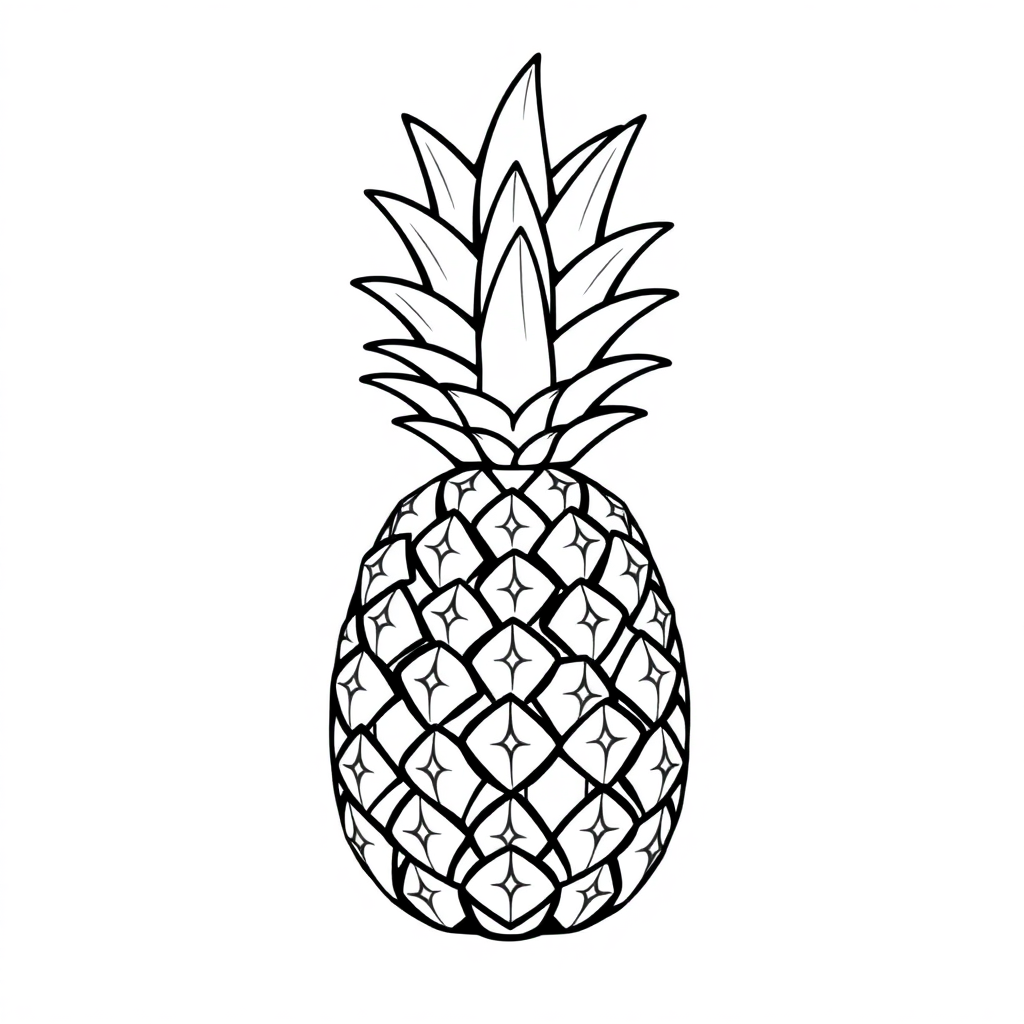Magical Pineapple Coloring Page
