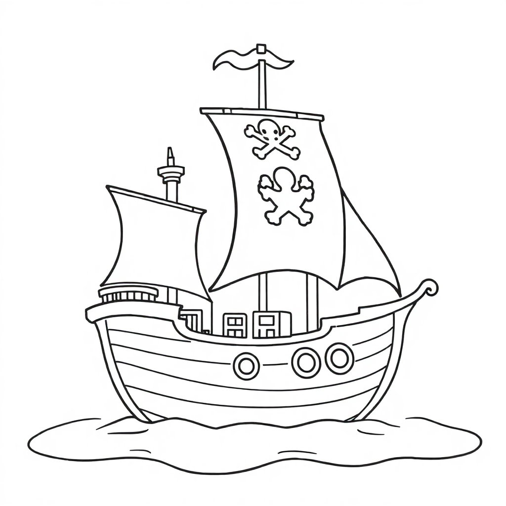 Magical Pirate Ship Coloring Page