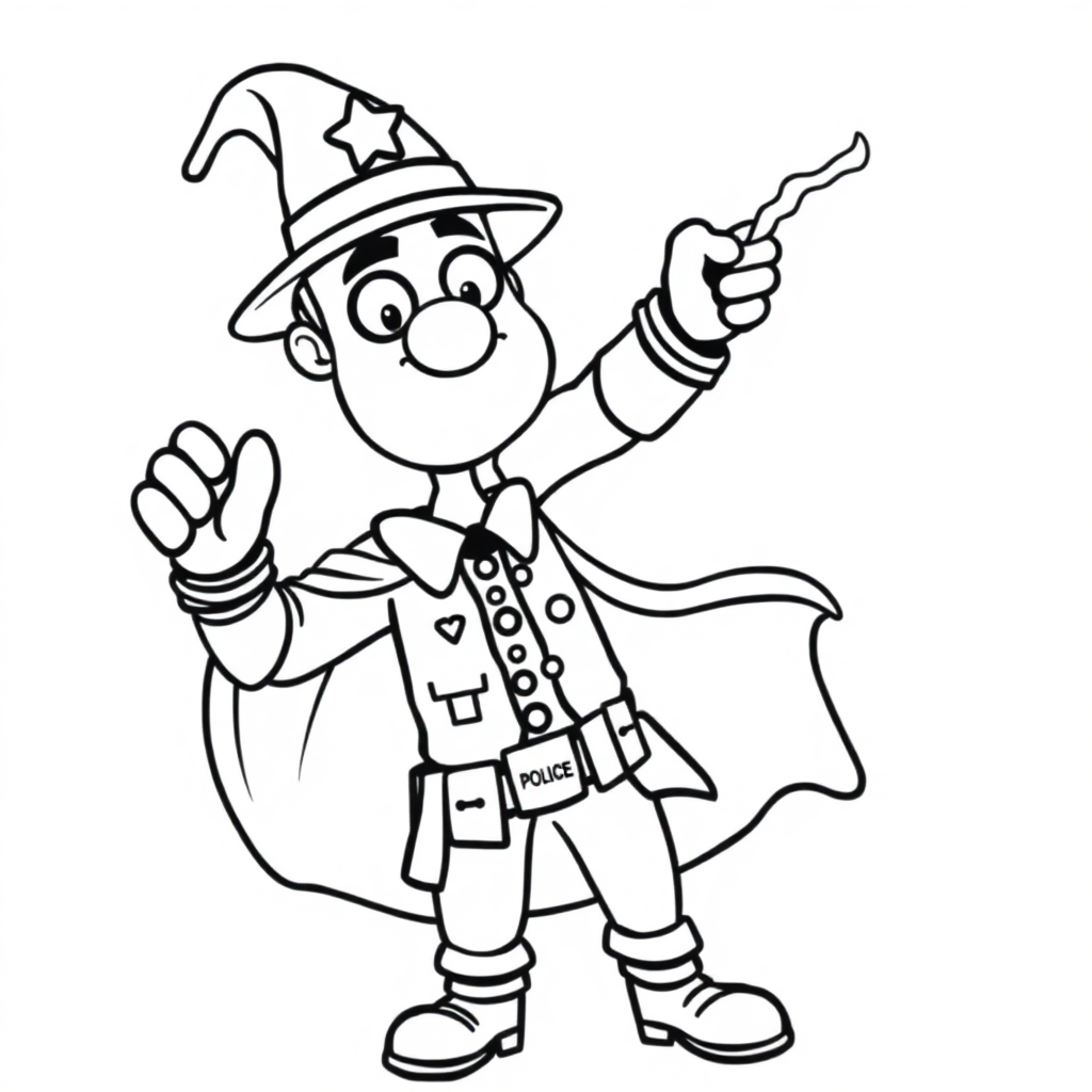 Magical Police Officer Coloring Page