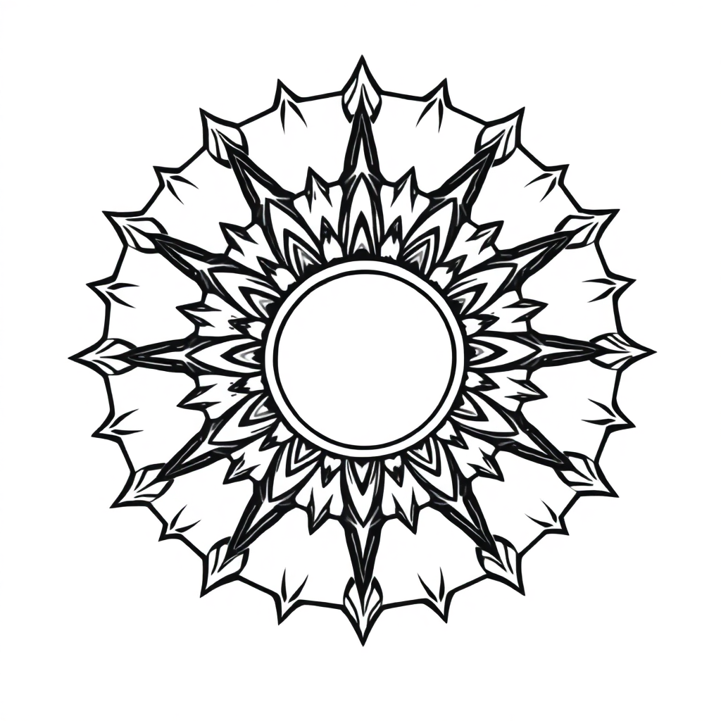 Magical Sun And Moon Mandala Coloring Page
