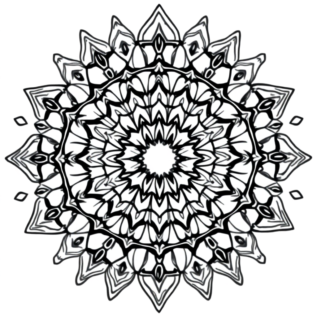 Magical Symmetrical Mandala Pattern Coloring Page