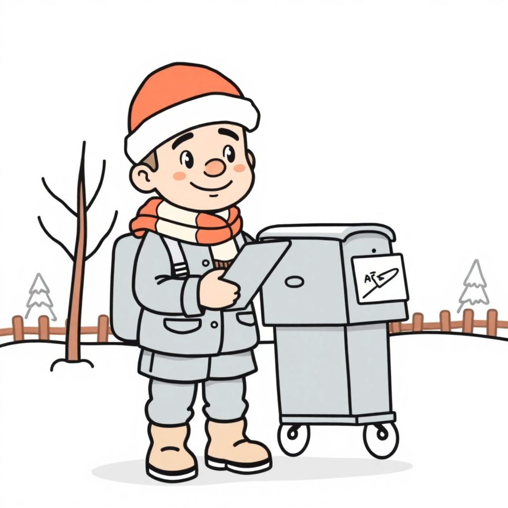 Mail Carrier In Winter Coloring Page