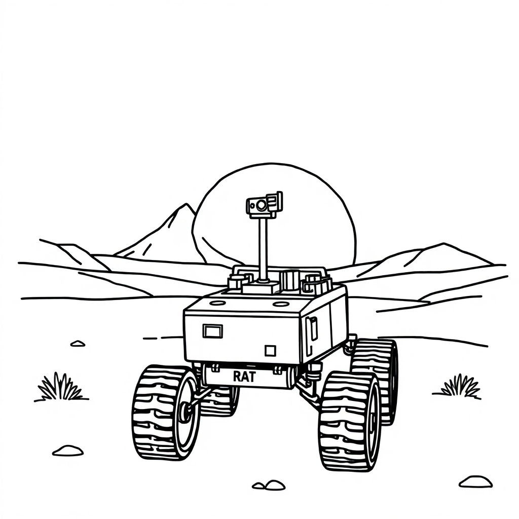 Mars Rover At Sunset Coloring Page