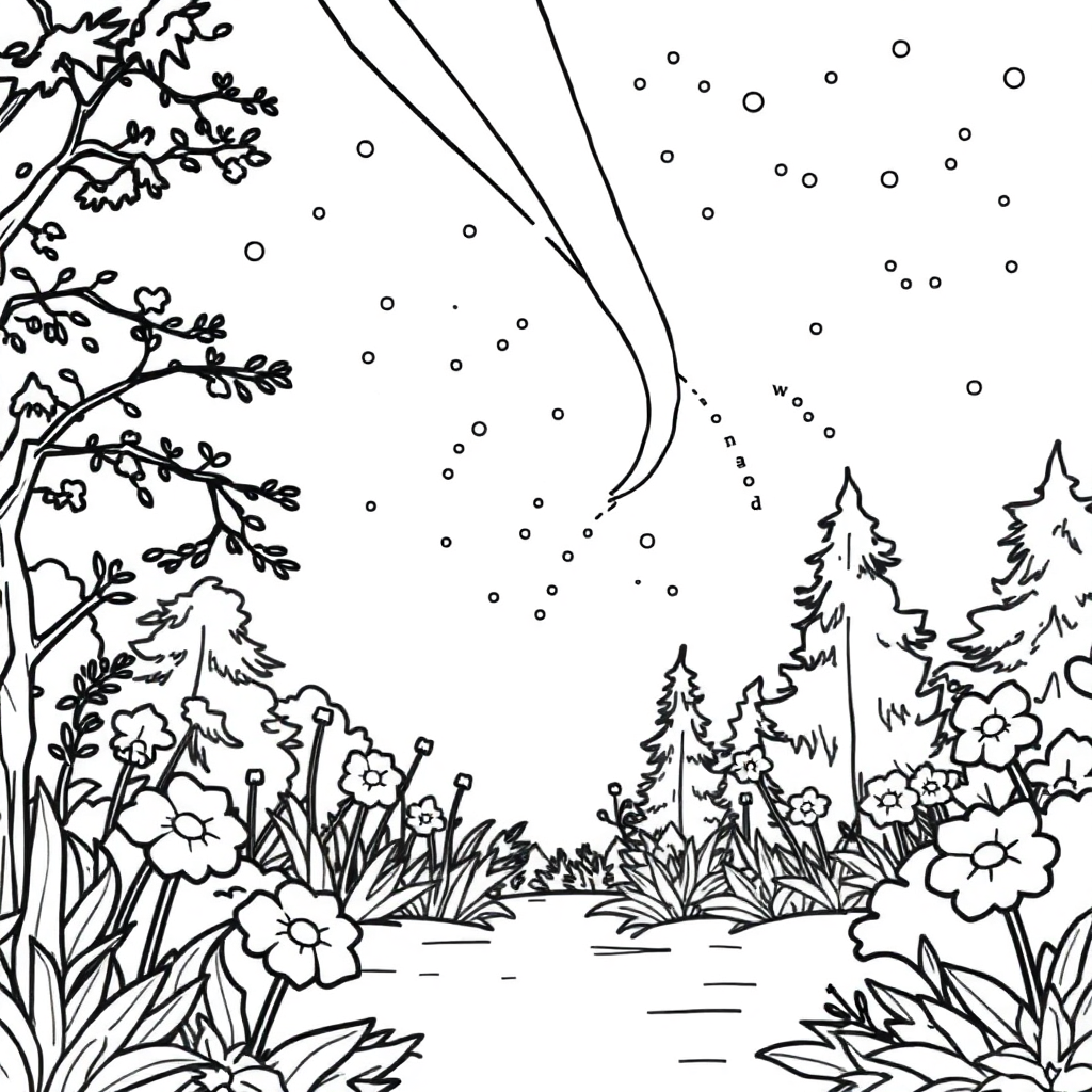 Meteor Shower In Garden Coloring Page