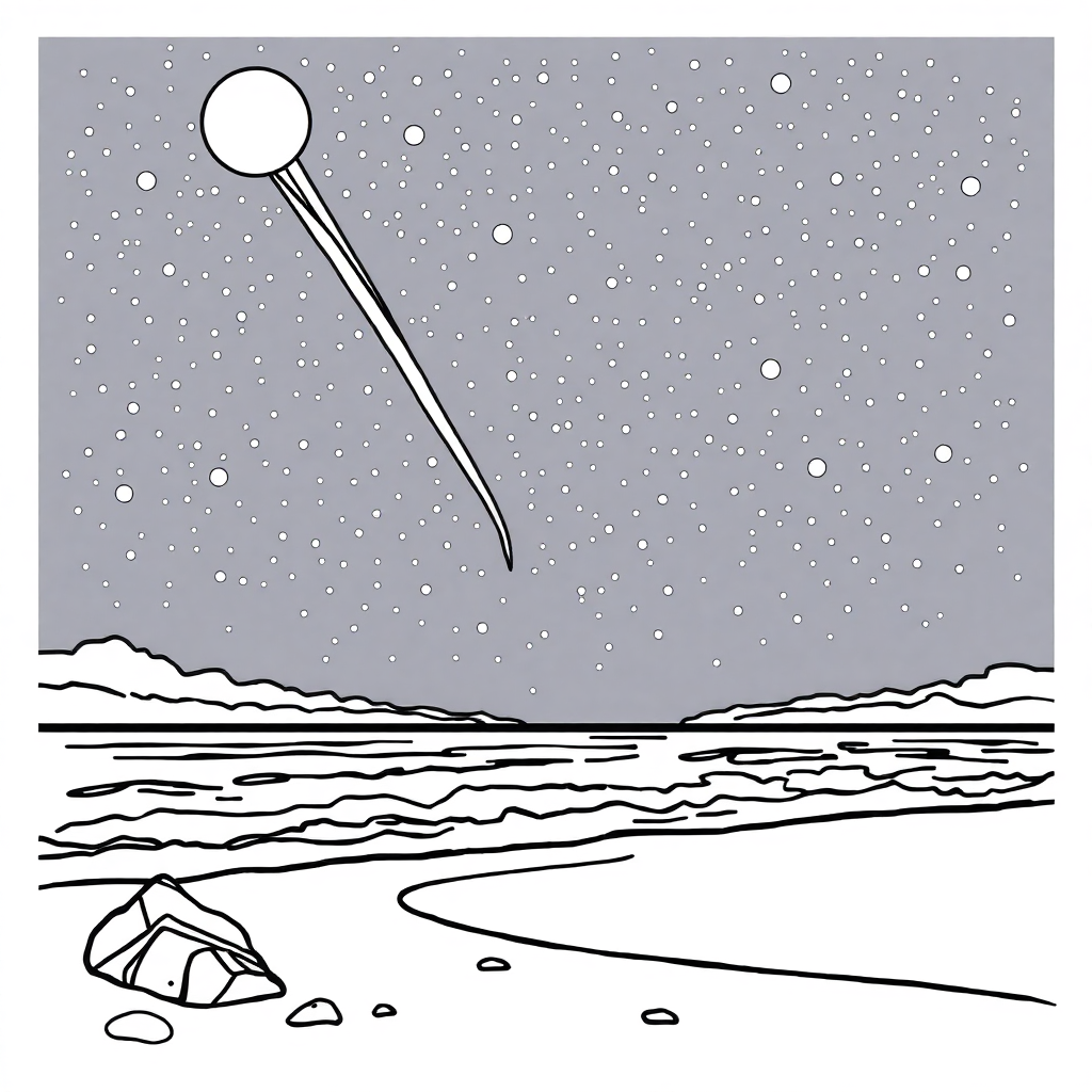 Printable Meteor Shower On Beach Coloring Page