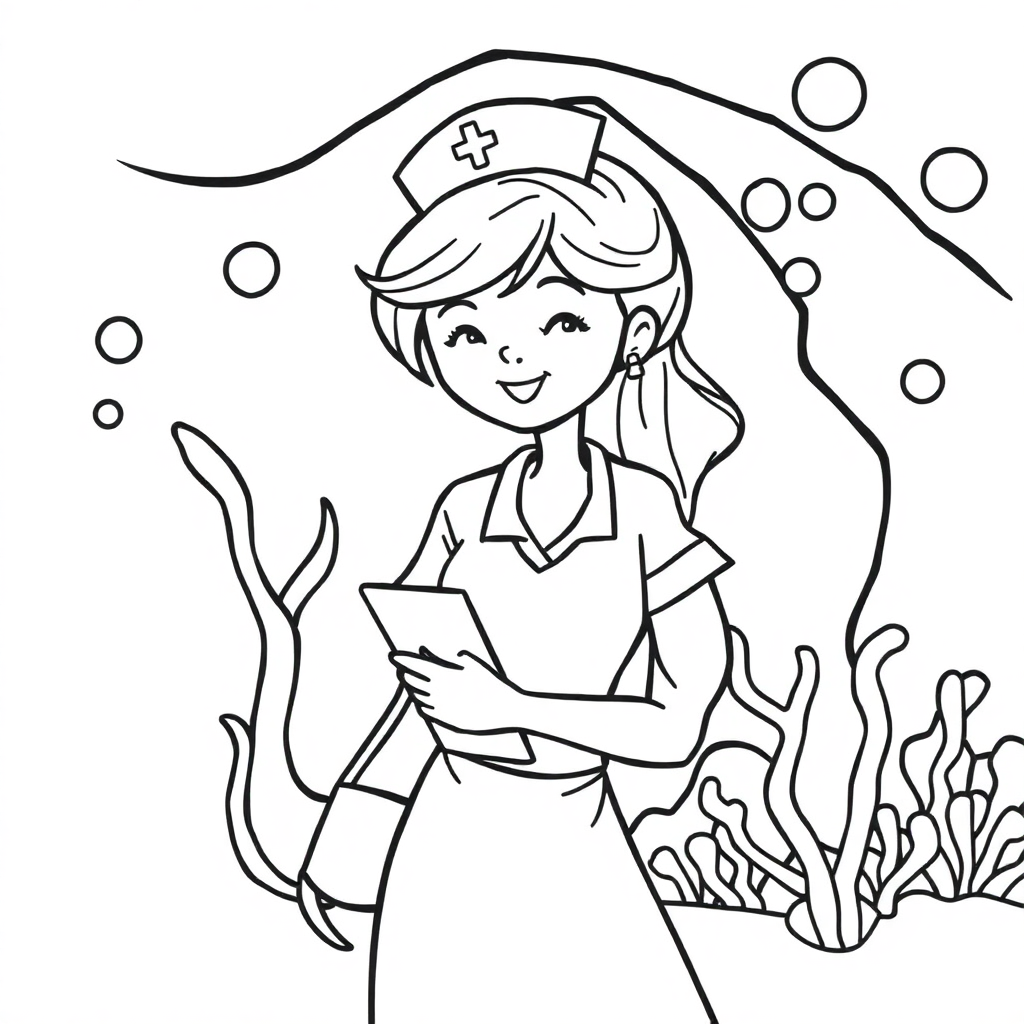 Nurse Helping Underwater Coloring Page