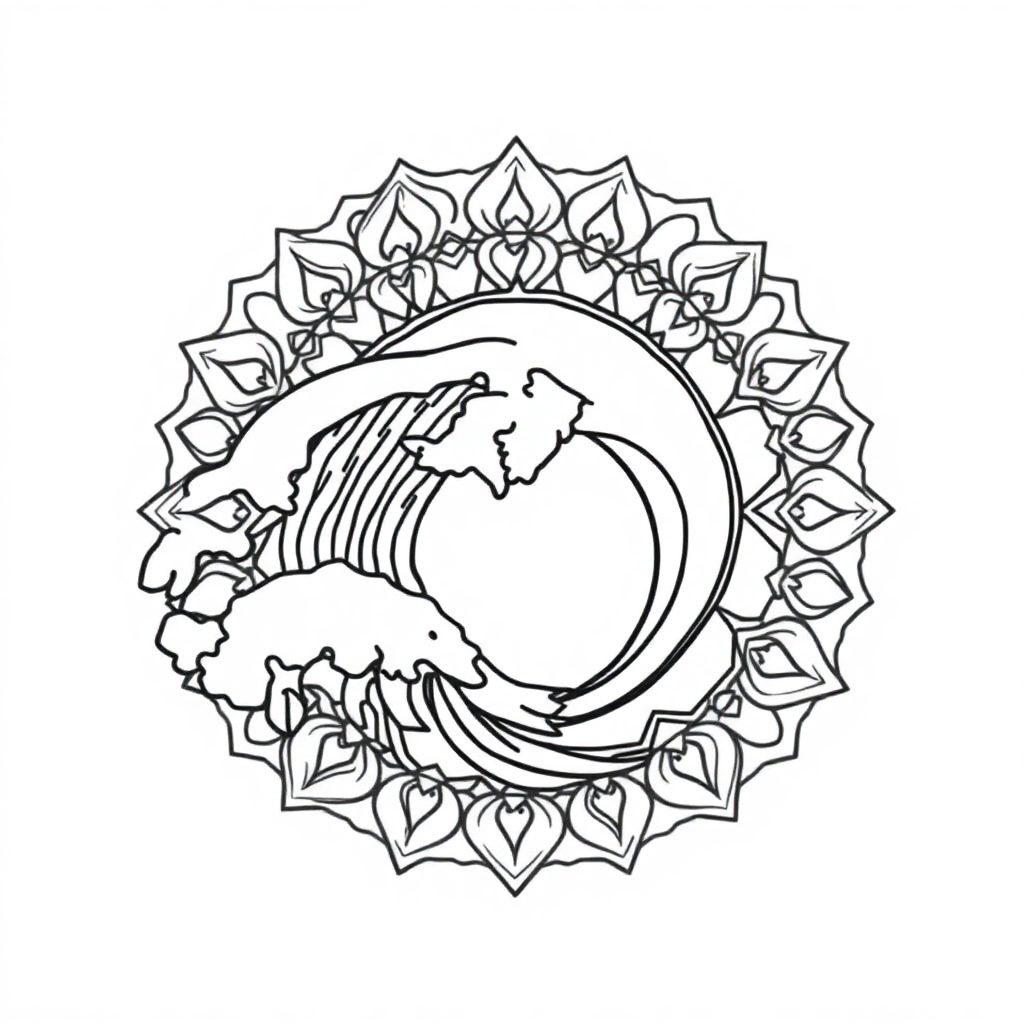 Ocean Wave Mandala In Winter Coloring Page