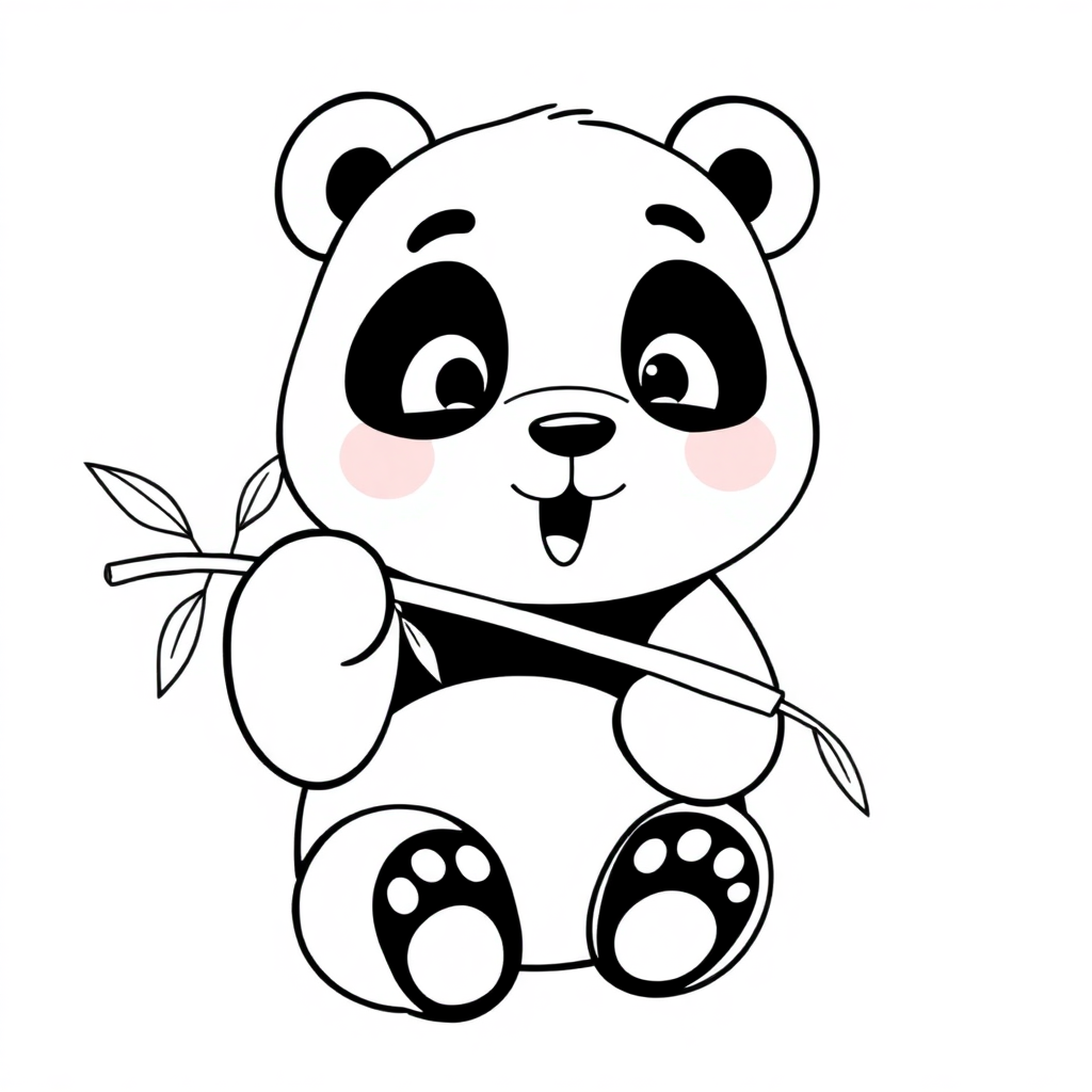 Panda Eating Bamboo Coloring Page