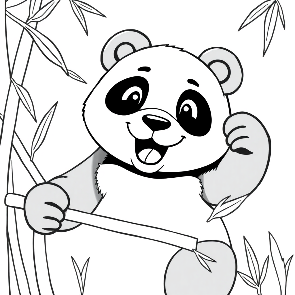 Panda Eating Bamboo Underwater Coloring Page