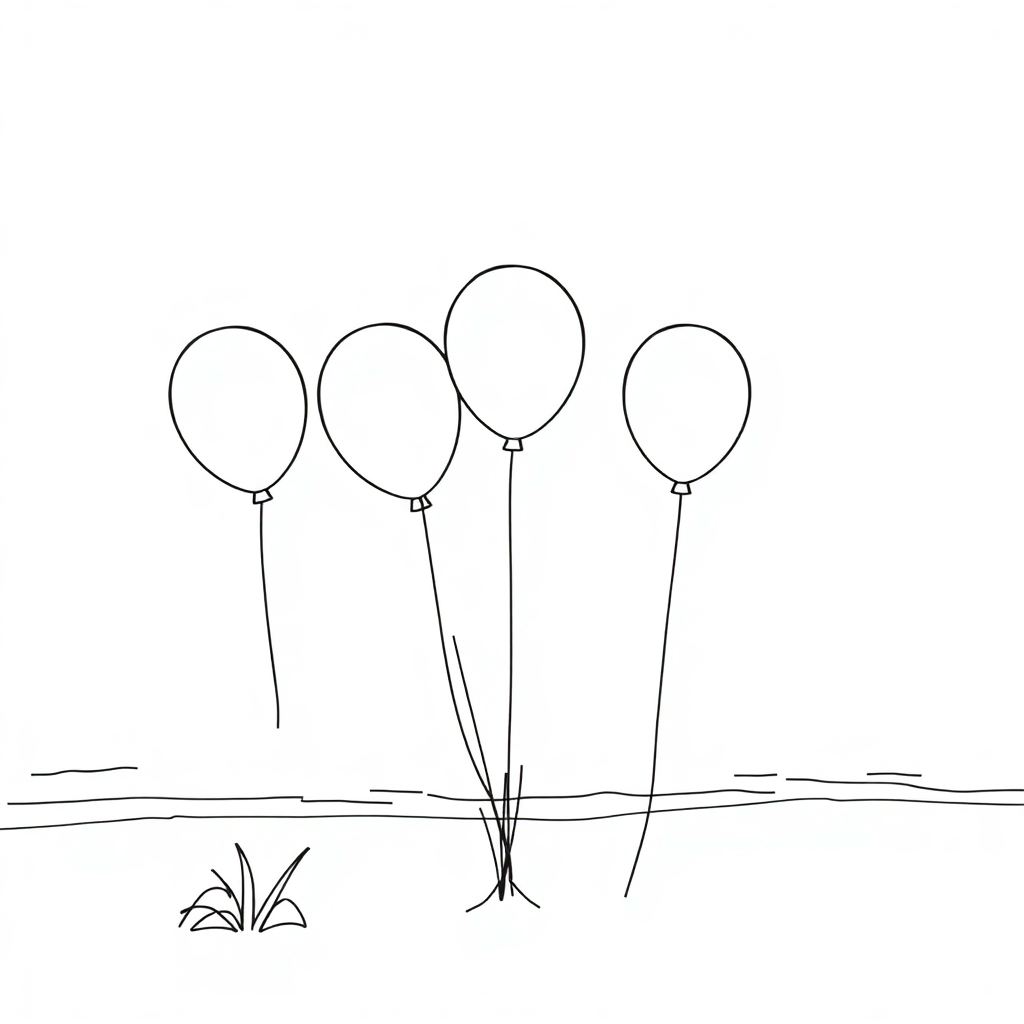 Party Balloons On Beach Coloring Page