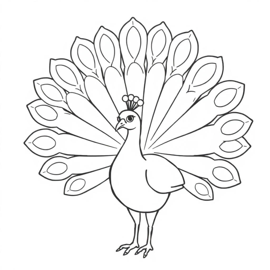Peacock With Feathers Spread Coloring Page