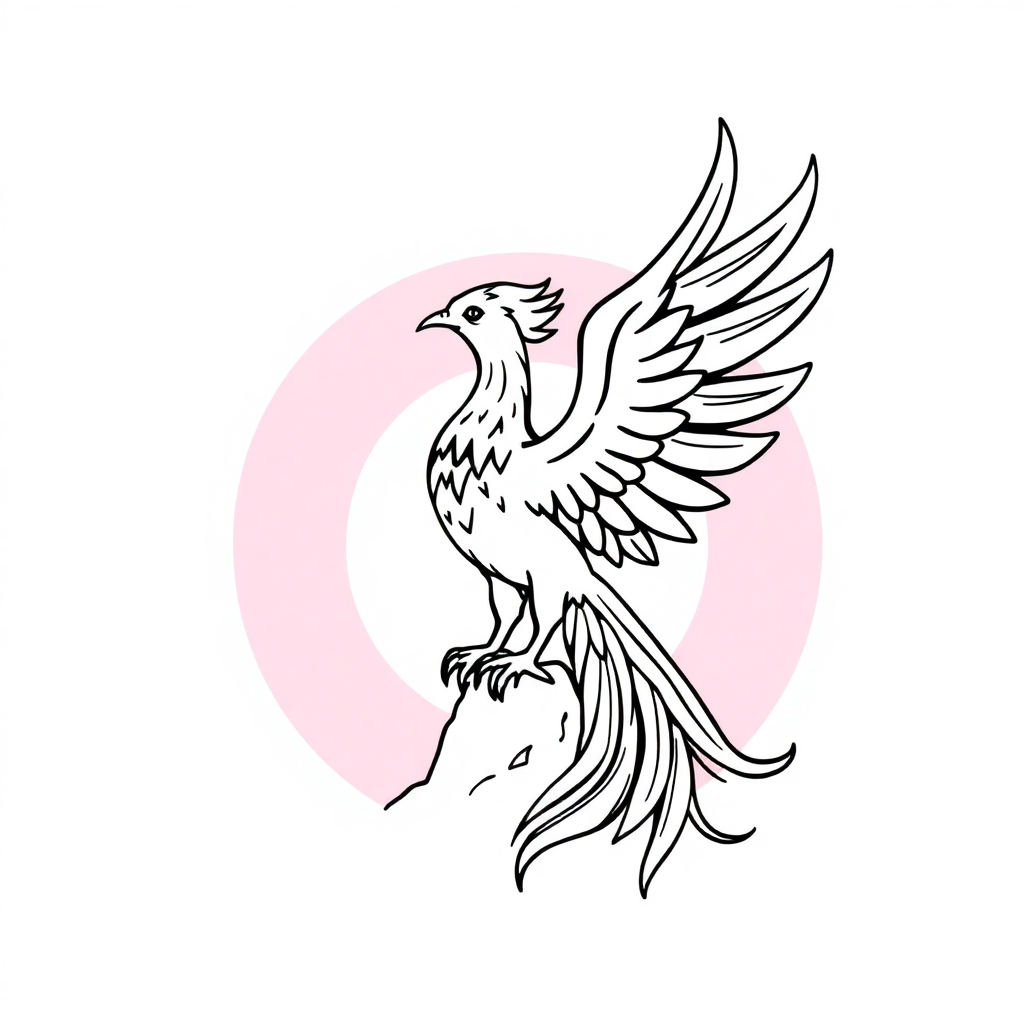Phoenix Rising At Sunset Coloring Page