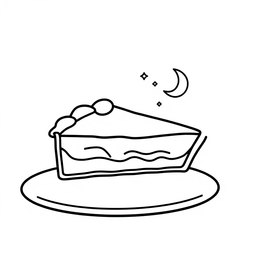 Printable Pie Slice At Night Coloring Page